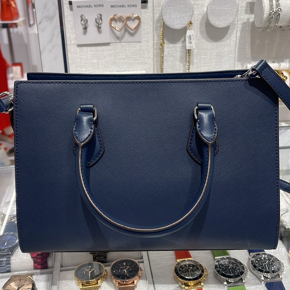 Michael Kors Sheila Medium Center Zip Satchel Crossbody Bag
Navy 
NWT - Picture 8 of 16